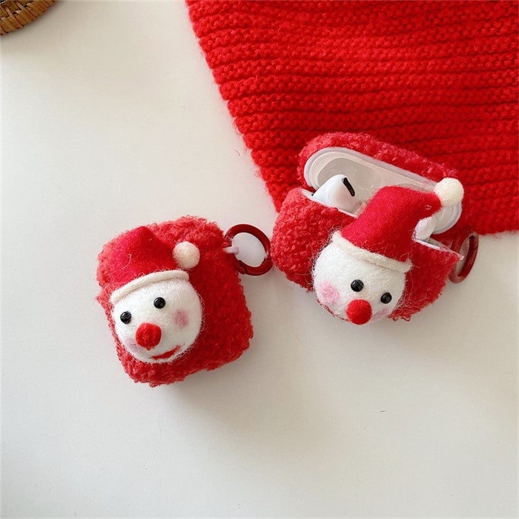 For Apple AirPods 3 Cute Christmas Cartoon Fluff TPU Earphone Case Soft Protective Cover with Ring Buckle - Snowman