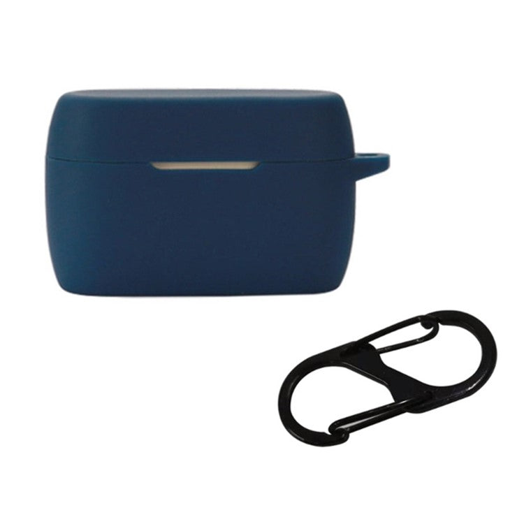 For Jabra Elite 5 TWS Bluetooth Earphone Anti-drop Anti-dust Case Silicone Protective Cover with Anti-lost Buckle - Dark Blue