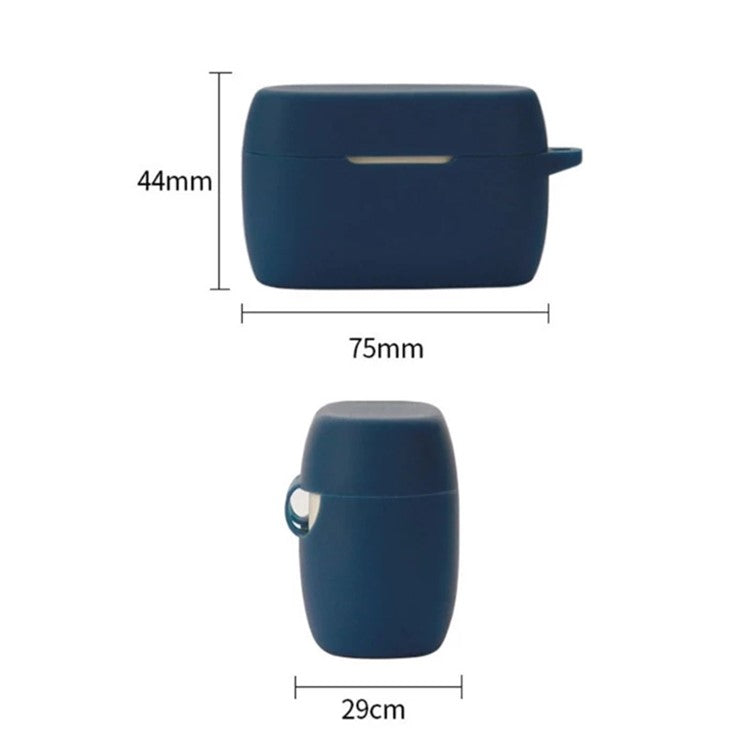 For Jabra Elite 5 TWS Bluetooth Earphone Anti-drop Anti-dust Case Silicone Protective Cover with Anti-lost Buckle - Dark Blue