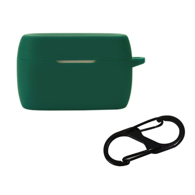 For Jabra Elite 5 TWS Bluetooth Earphone Anti-drop Anti-dust Case Silicone Protective Cover with Anti-lost Buckle - Dark Green