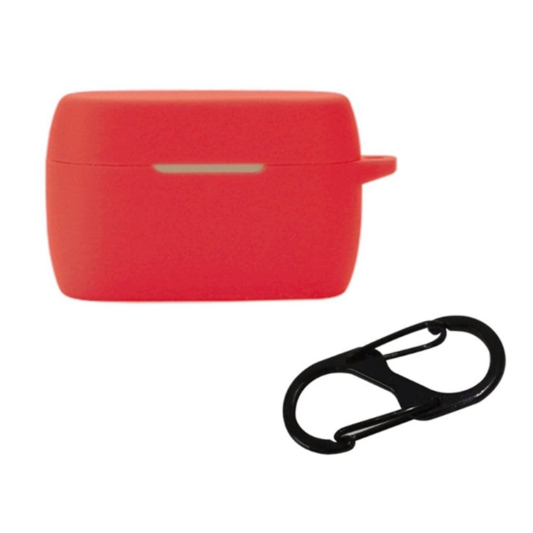 For Jabra Elite 5 TWS Bluetooth Earphone Anti-drop Anti-dust Case Silicone Protective Cover with Anti-lost Buckle - Red