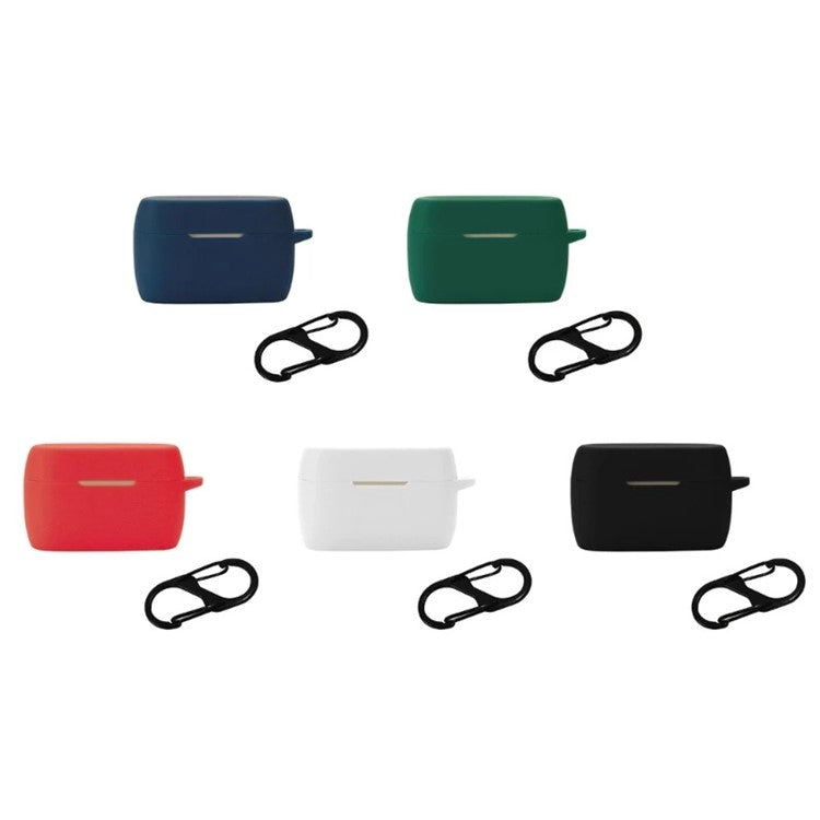 For Jabra Elite 5 TWS Bluetooth Earphone Anti-drop Anti-dust Case Silicone Protective Cover with Anti-lost Buckle - Red