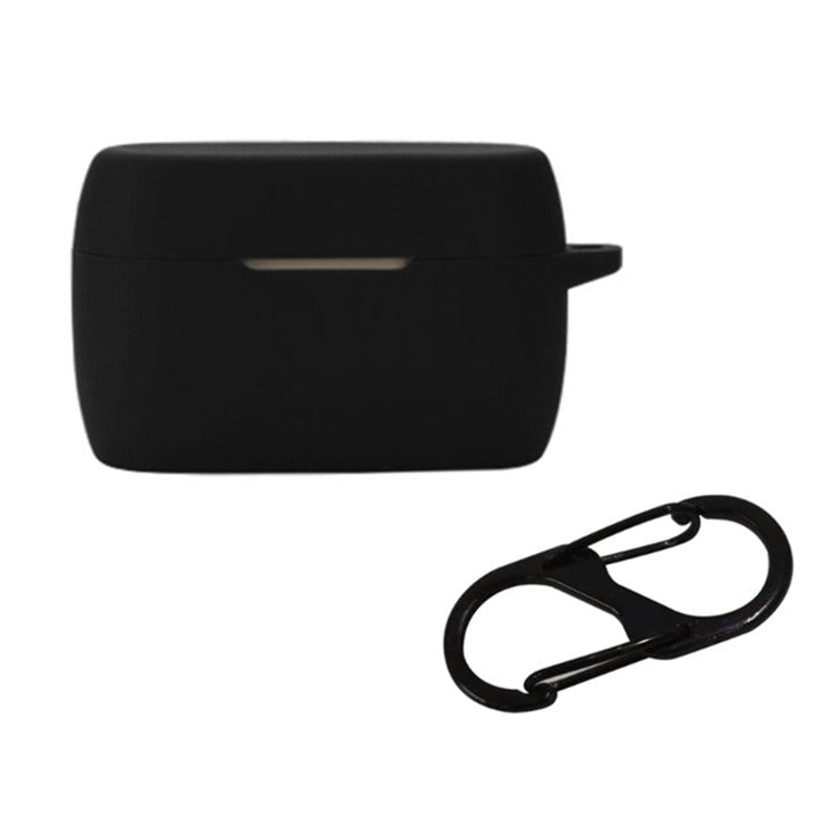 For Jabra Elite 5 TWS Bluetooth Earphone Anti-drop Anti-dust Case Silicone Protective Cover with Anti-lost Buckle - Black