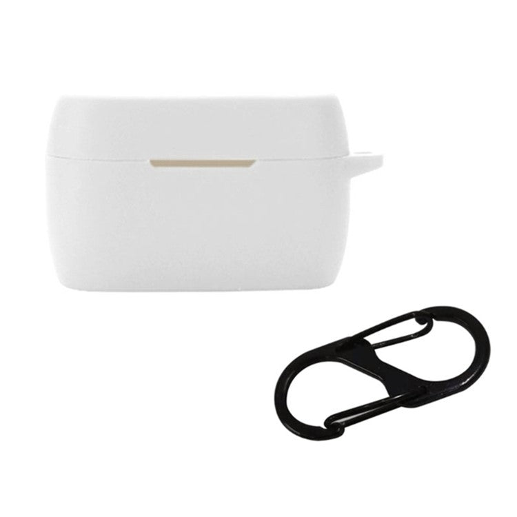 For Jabra Elite 5 TWS Bluetooth Earphone Anti-drop Anti-dust Case Silicone Protective Cover with Anti-lost Buckle - White