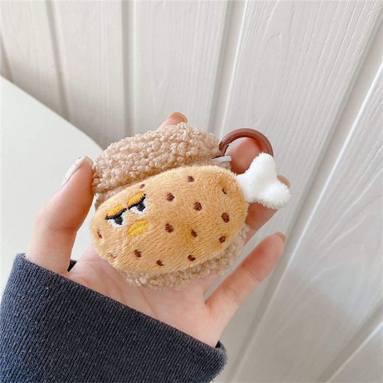 For Apple AirPods with Charging Case (2016) / (2019) / AirPods with Wireless Charging Case (2019) Fluff Earphone Case TPU Cover with Cartoon Chicken Drumstick Decor