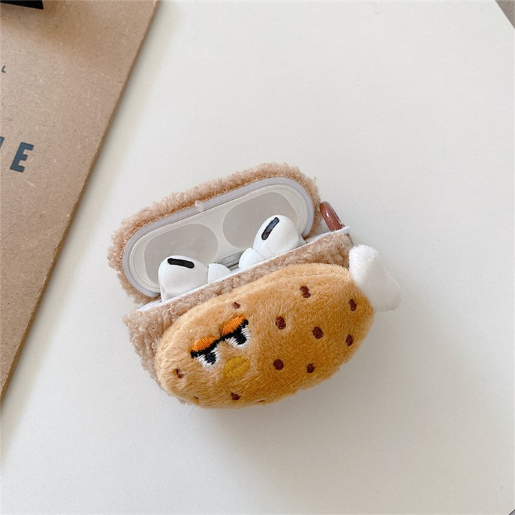 Fluff Earphone Case for Apple AirPods Pro, Cartoon Chicken Drumstick Decor Bluetooth Earbud TPU Cover with Ring Buckle