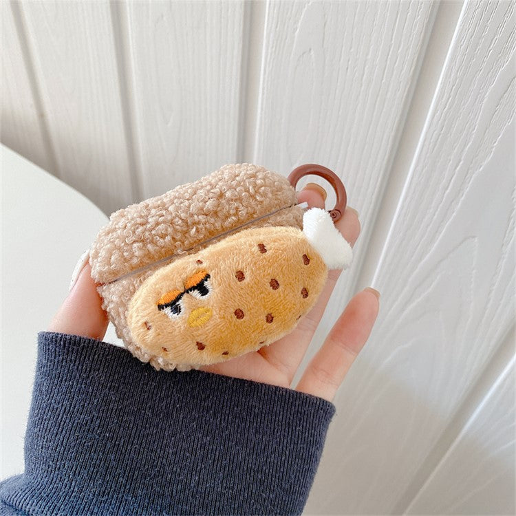 Fluff Earphone Case for Apple AirPods Pro, Cartoon Chicken Drumstick Decor Bluetooth Earbud TPU Cover with Ring Buckle