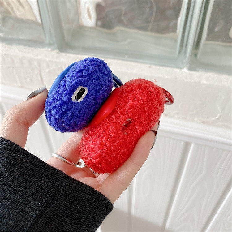 For AirPods with Charging Case (2016)  /  (2019)  /  AirPods with Wireless Charging Case (2019) Soft Fluff TPU Protective Cover Heart Decor Anti-drop Earphone Case with Ring Buckle - Rose