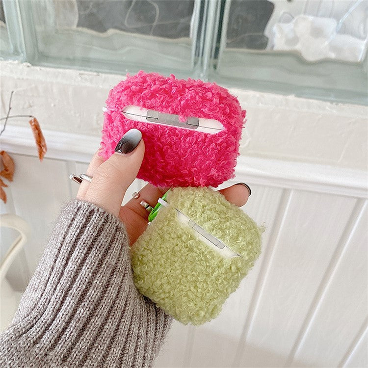 For AirPods with Charging Case (2016)  /  (2019)  /  AirPods with Wireless Charging Case (2019) Soft Fluff TPU Protective Cover Heart Decor Anti-drop Earphone Case with Ring Buckle - Green