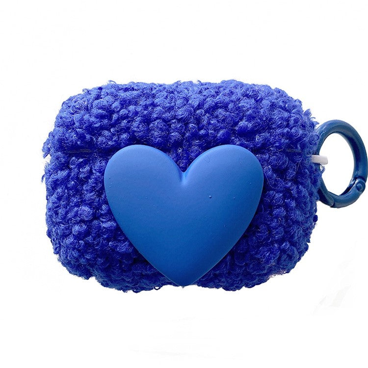 For Apple AirPods 3 Soft Fluff TPU Bluetooth Earphone Protective Case Cute Heart Decor Drop-proof Cover with Ring Buckle - Blue