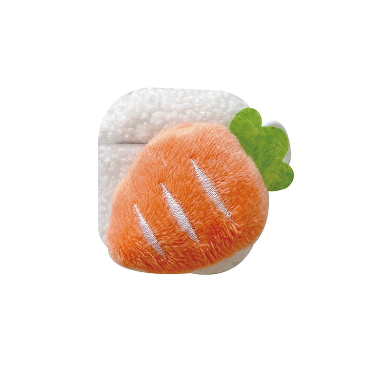 For Apple AirPods with Charging Case (2016) / (2019) / AirPods with Wireless Charging Case (2019) Fluffy Carrot Decor Earphone Case Earbud Plush TPU Cover with Ring Buckle