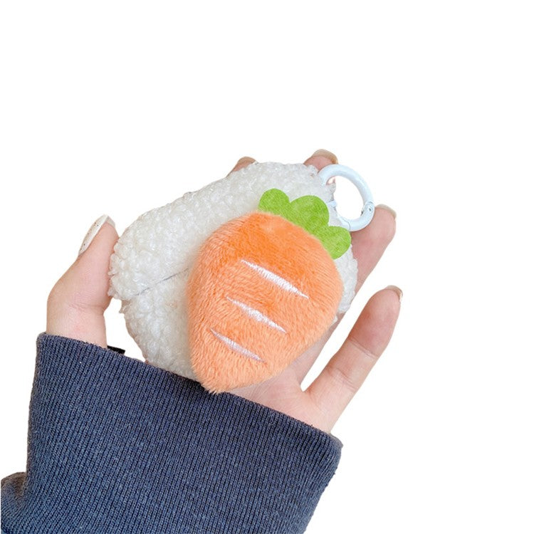 For Apple AirPods Pro Fluffy Carrot Decor Earphone Soft Plush Case Earbud Protective TPU Cover with Ring Buckle