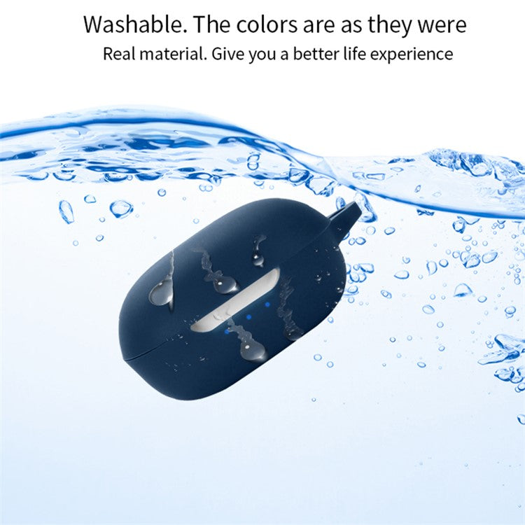 For JBL T280TWS X2 Silicone Sleeve TWS Bluetooth Earphone Anti-drop Protective Cover Case with Anti-lost Buckle - Dark Blue