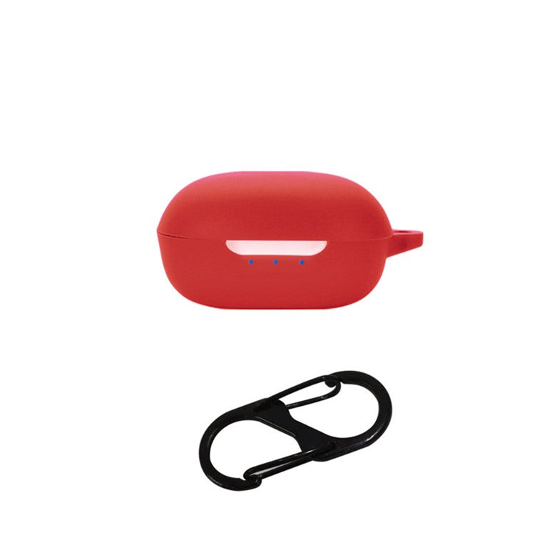 For JBL T280TWS X2 Silicone Sleeve TWS Bluetooth Earphone Anti-drop Protective Cover Case with Anti-lost Buckle - Red