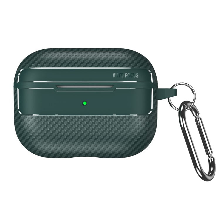 For Apple AirPods Pro Stylish Carbon Fiber TPU Anti-scratch Cover Bluetooth Earphone Full Body Protection Sleeve - Green