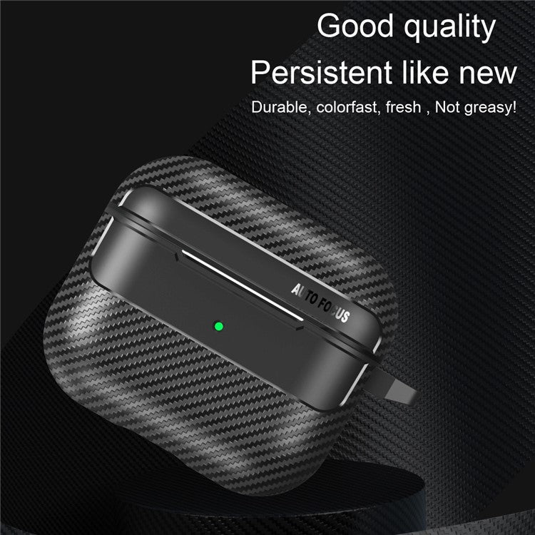 For Apple AirPods 3 Stylish Carbon Fiber TPU Shockproof Cover Bluetooth Earphone Anti-dust Case - Black