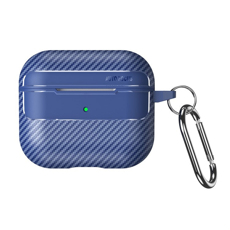 For Apple AirPods 3 Stylish Carbon Fiber TPU Shockproof Cover Bluetooth Earphone Anti-dust Case - Blue