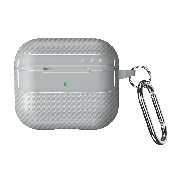 For Apple AirPods 3 Stylish Carbon Fiber TPU Shockproof Cover Bluetooth Earphone Anti-dust Case - Grey