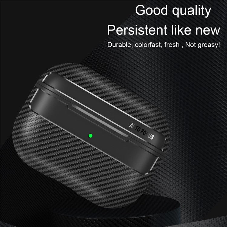 For AirPods Pro 2 TPU Anti-scratch Anti-drop Cover Carbon Fiber Texture Bluetooth Earphone Protective Sleeve - Black