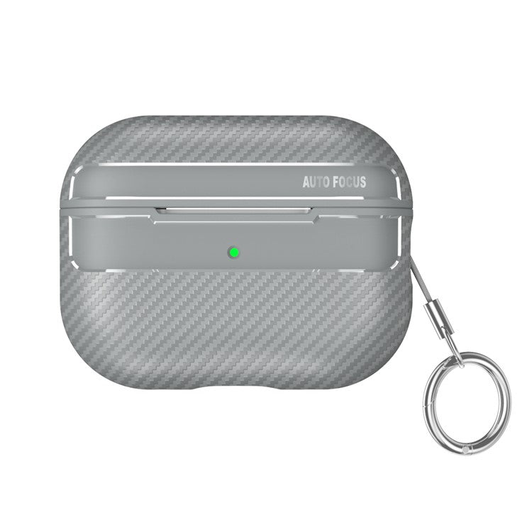 For AirPods Pro 2 TPU Anti-scratch Anti-drop Cover Carbon Fiber Texture Bluetooth Earphone Protective Sleeve - Grey