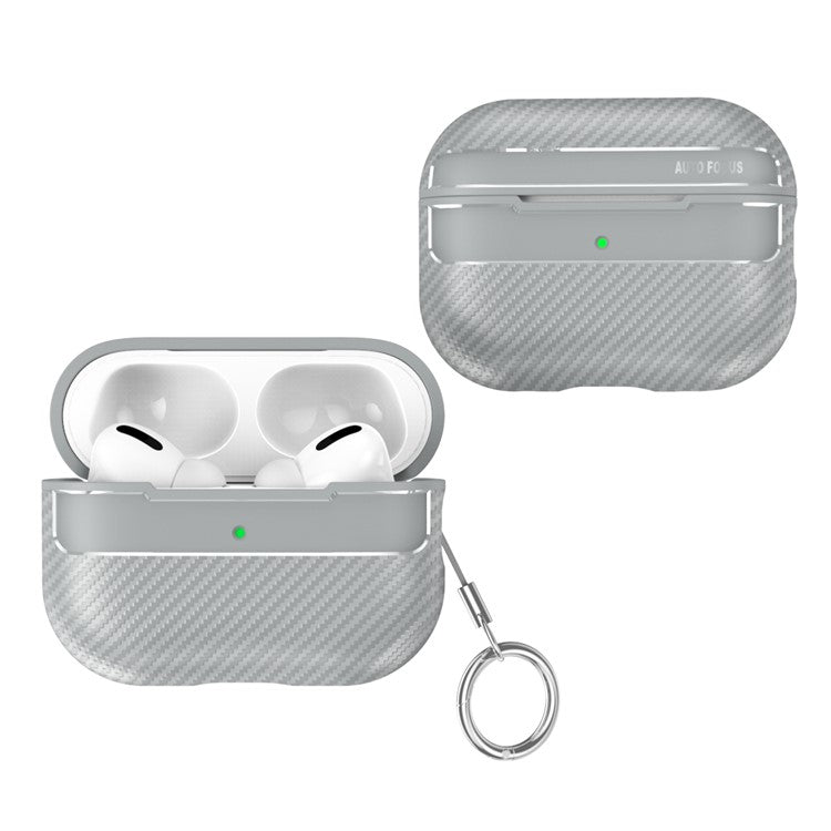 For AirPods Pro 2 TPU Anti-scratch Anti-drop Cover Carbon Fiber Texture Bluetooth Earphone Protective Sleeve - Grey