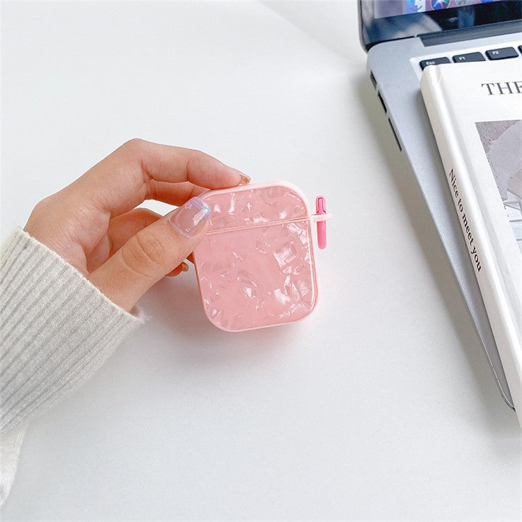 For Apple AirPods with Charging Case (2016) / (2019) / AirPods with Wireless Charging Case (2019) TPU Protective Cover Shell Pattern Earphone Anti-drop Case - Pink