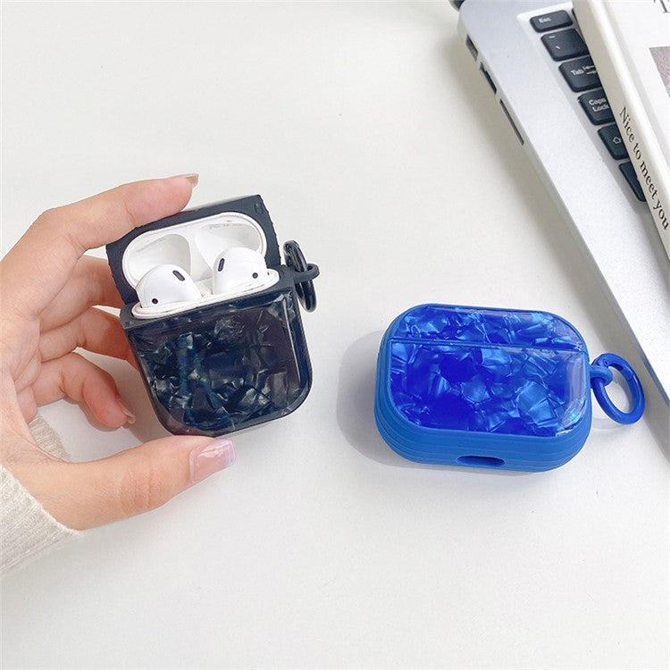 For Apple AirPods with Charging Case (2016) / (2019) / AirPods with Wireless Charging Case (2019) TPU Protective Cover Shell Pattern Earphone Anti-drop Case - Blue