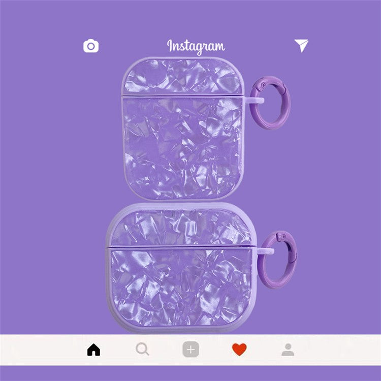 For Apple AirPods with Charging Case (2016) / (2019) / AirPods with Wireless Charging Case (2019) TPU Protective Cover Shell Pattern Earphone Anti-drop Case - Purple