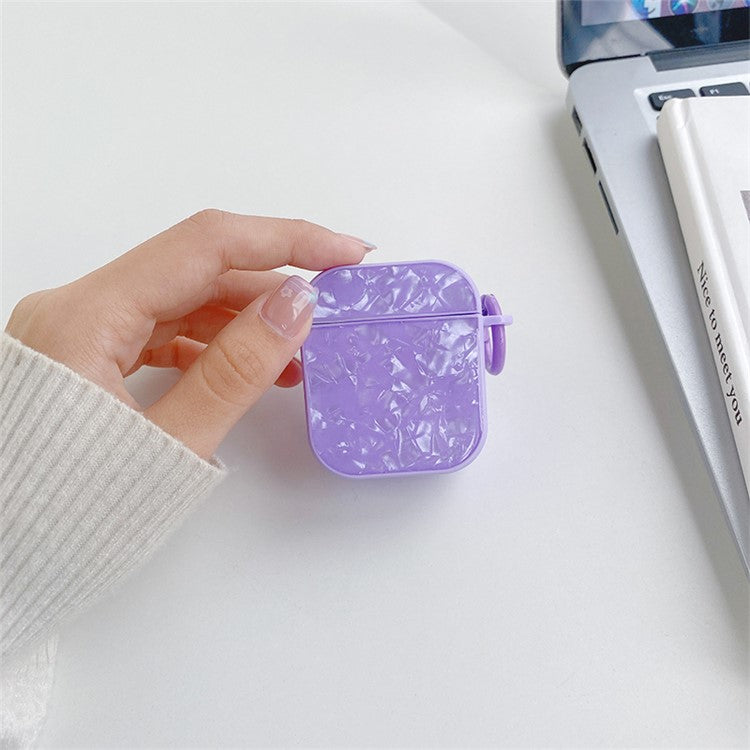 For Apple AirPods with Charging Case (2016) / (2019) / AirPods with Wireless Charging Case (2019) TPU Protective Cover Shell Pattern Earphone Anti-drop Case - Purple