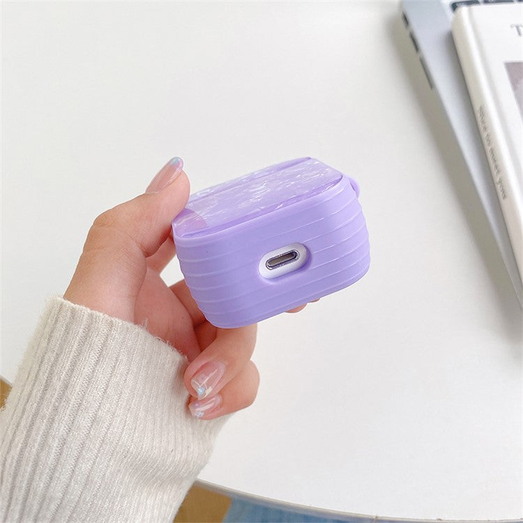 For Apple AirPods with Charging Case (2016) / (2019) / AirPods with Wireless Charging Case (2019) TPU Protective Cover Shell Pattern Earphone Anti-drop Case - Purple