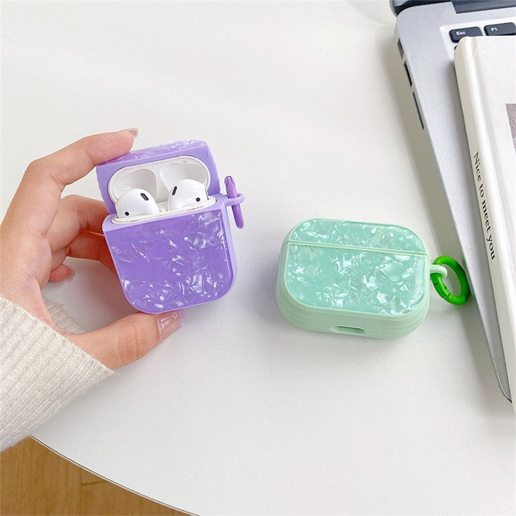 For Apple AirPods with Charging Case (2016) / (2019) / AirPods with Wireless Charging Case (2019) TPU Protective Cover Shell Pattern Earphone Anti-drop Case - Purple