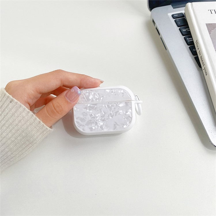 For Apple AirPods Pro TPU Protective Cover Shell Pattern Bluetooth Earphone Anti-scratch Anti-drop Case - White