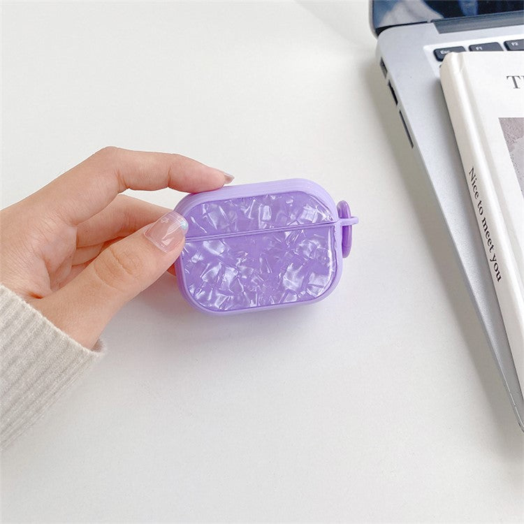 For Apple AirPods Pro TPU Protective Cover Shell Pattern Bluetooth Earphone Anti-scratch Anti-drop Case - Purple