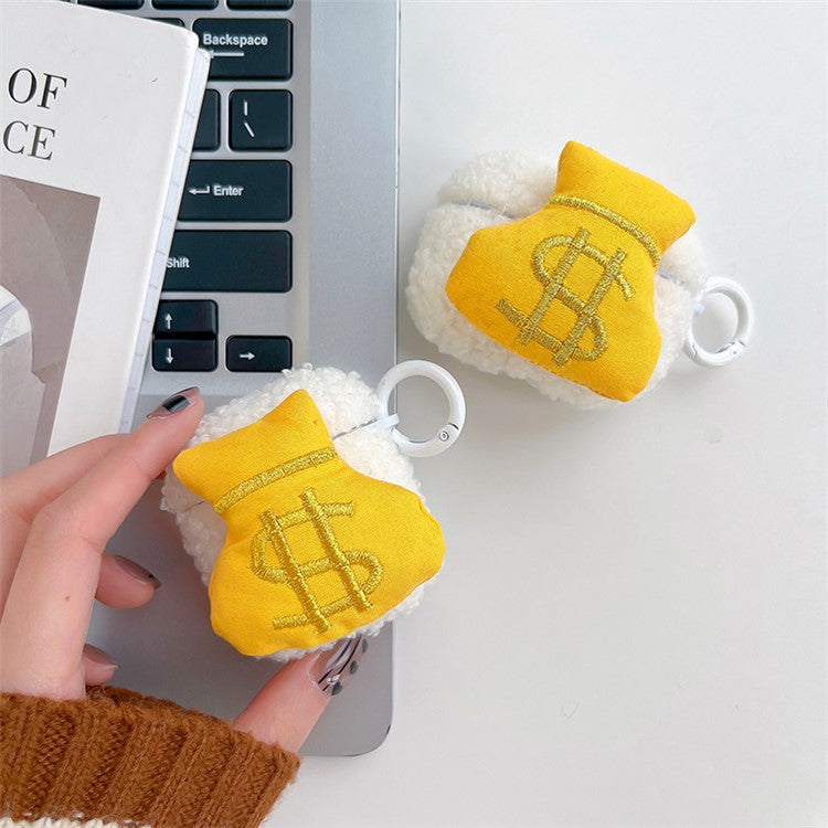 For Apple AirPods 3 Bluetooth Earphones Cute Money Bag Fluff + TPU Shell Protective Cover with Hook