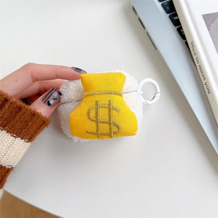 For Apple AirPods Pro Cute Money Bag Fluff + TPU Shell, Bluetooth Earphones Protective Cover with Hook