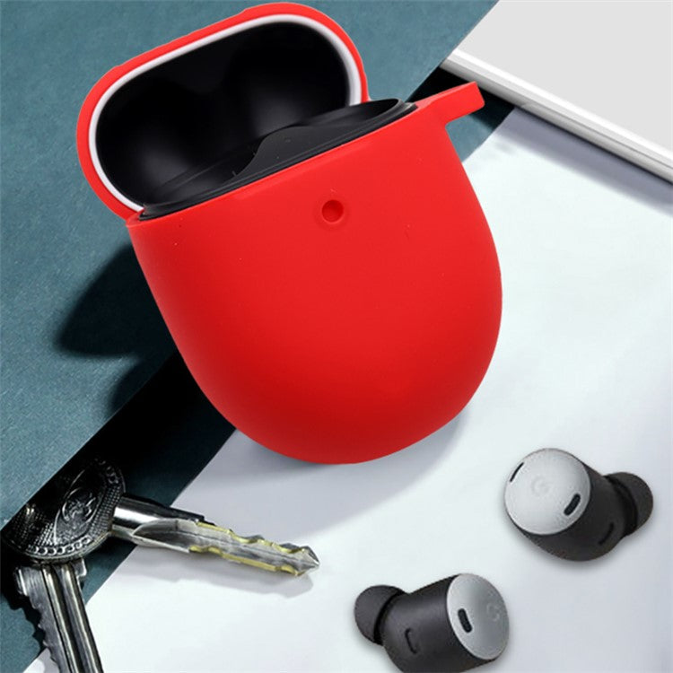 For Google Pixel Buds Pro Silicone Protective Sleeve Bluetooth Earphone Anti-drop Cover with Anti-lost Buckle - Red