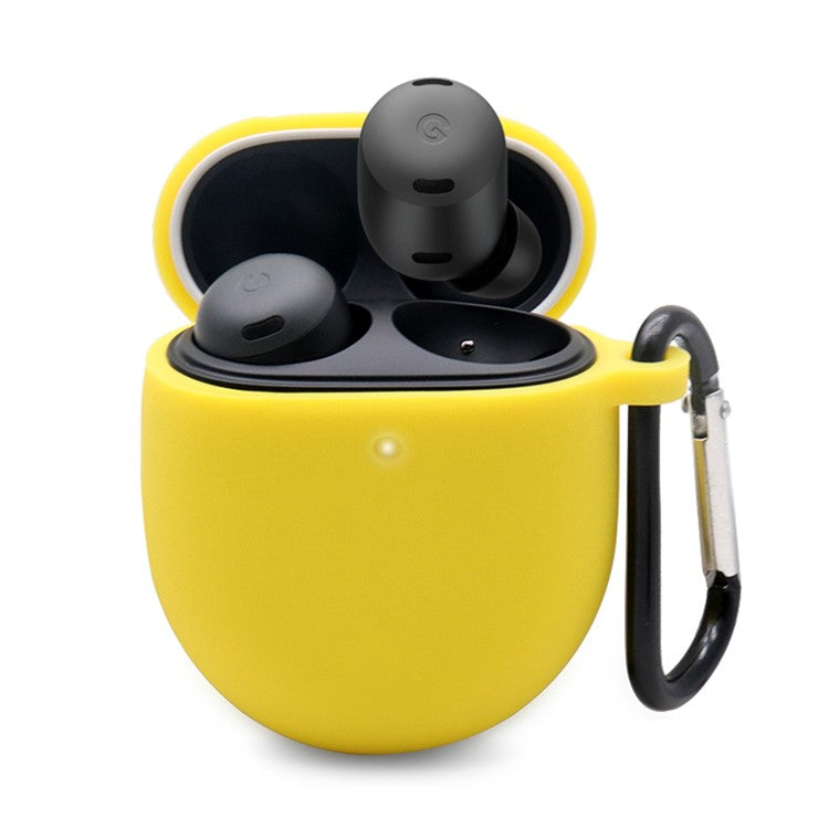 For Google Pixel Buds Pro Silicone Protective Sleeve Bluetooth Earphone Anti-drop Cover with Anti-lost Buckle - Yellow