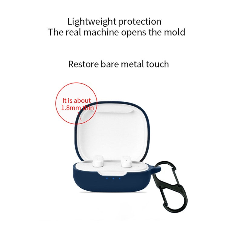 Protective Carrying Case for JBL Compact Earphone Dustproof Protector Charging Box Sleeve Anti-scratch Cover with Buckle - Dark Blue