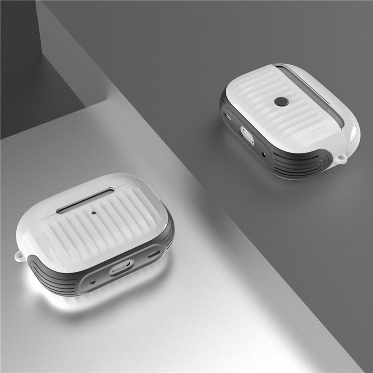 For AirPods Pro (Gen 2) (USB-C) / Pro 2 Full Protective Suitcase-Shaped Earphone Case Glossy Rubberized PC + TPU Shockproof Earbuds Cover - White