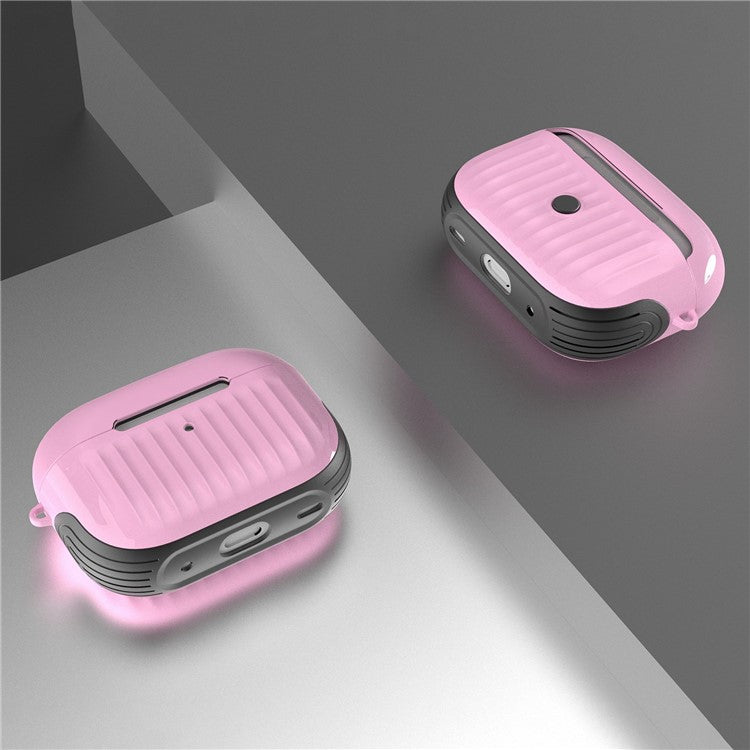 For AirPods Pro (Gen 2) (USB-C) / Pro 2 Full Protective Suitcase-Shaped Earphone Case Glossy Rubberized PC + TPU Shockproof Earbuds Cover - Pink