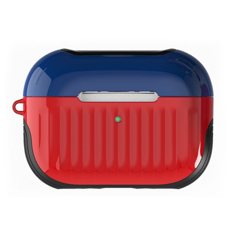 For AirPods Pro (Gen 2) (USB-C) / Pro 2 Full Protective Suitcase-Shaped Earphone Case Glossy Rubberized PC + TPU Shockproof Earbuds Cover - Blue / Red