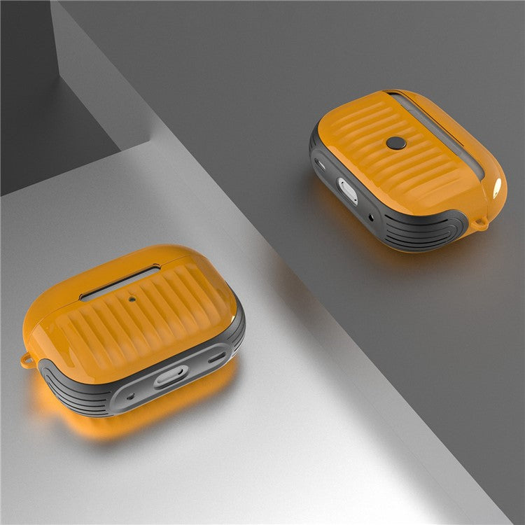 For AirPods Pro (Gen 2) (USB-C) / Pro 2 Full Protective Suitcase-Shaped Earphone Case Glossy Rubberized PC + TPU Shockproof Earbuds Cover - Yellow