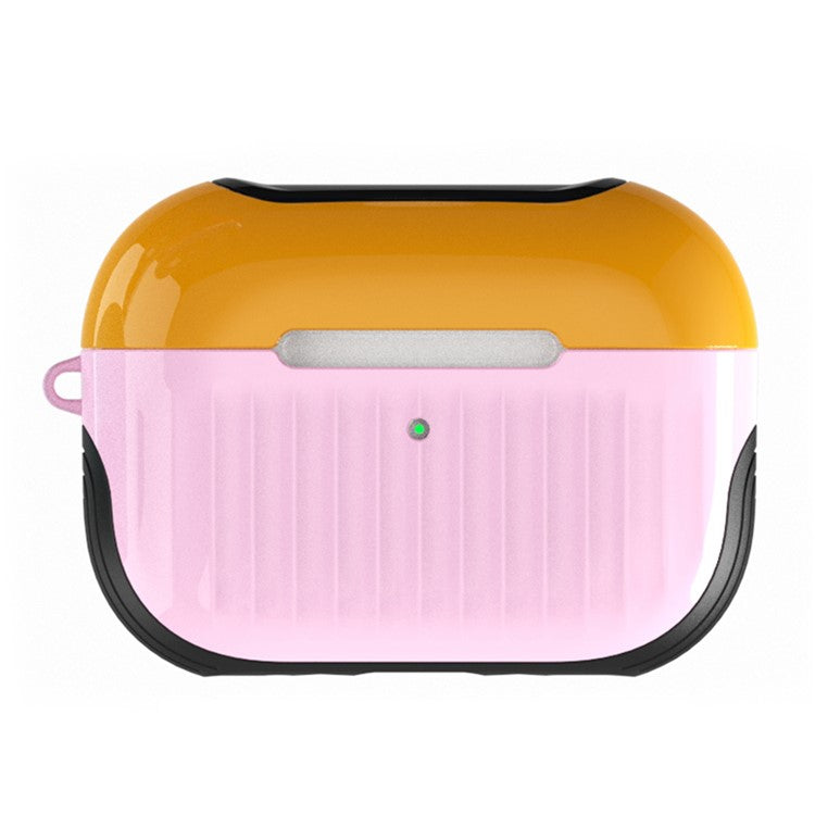 For AirPods Pro (Gen 2) (USB-C) / Pro 2 Full Protective Suitcase-Shaped Earphone Case Glossy Rubberized PC + TPU Shockproof Earbuds Cover - Yellow / Pink