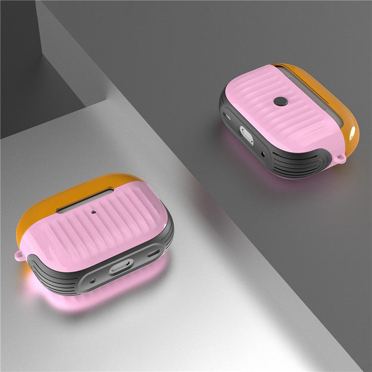 For AirPods Pro (Gen 2) (USB-C) / Pro 2 Full Protective Suitcase-Shaped Earphone Case Glossy Rubberized PC + TPU Shockproof Earbuds Cover - Yellow / Pink