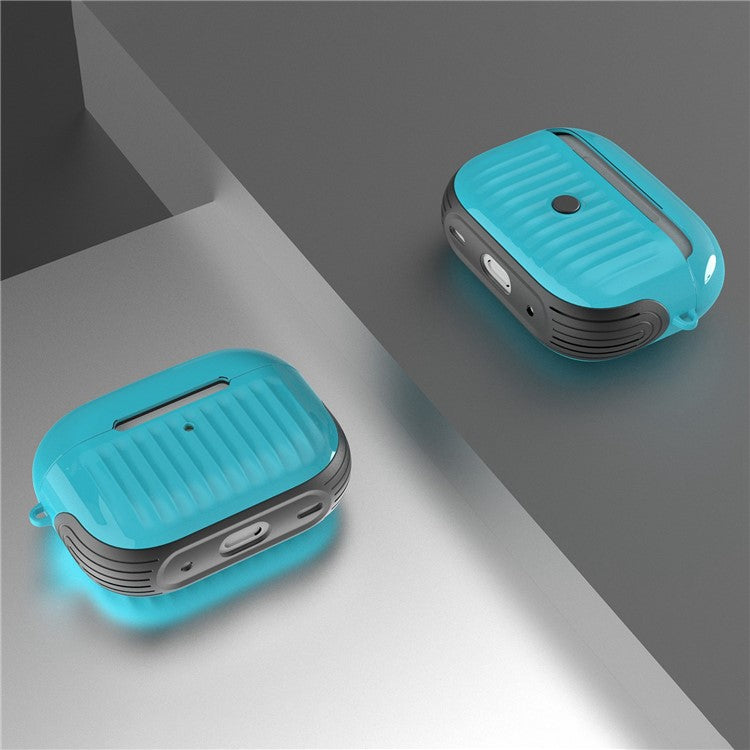 For AirPods Pro (Gen 2) (USB-C) / Pro 2 Full Protective Suitcase-Shaped Earphone Case Glossy Rubberized PC + TPU Shockproof Earbuds Cover - Baby Blue