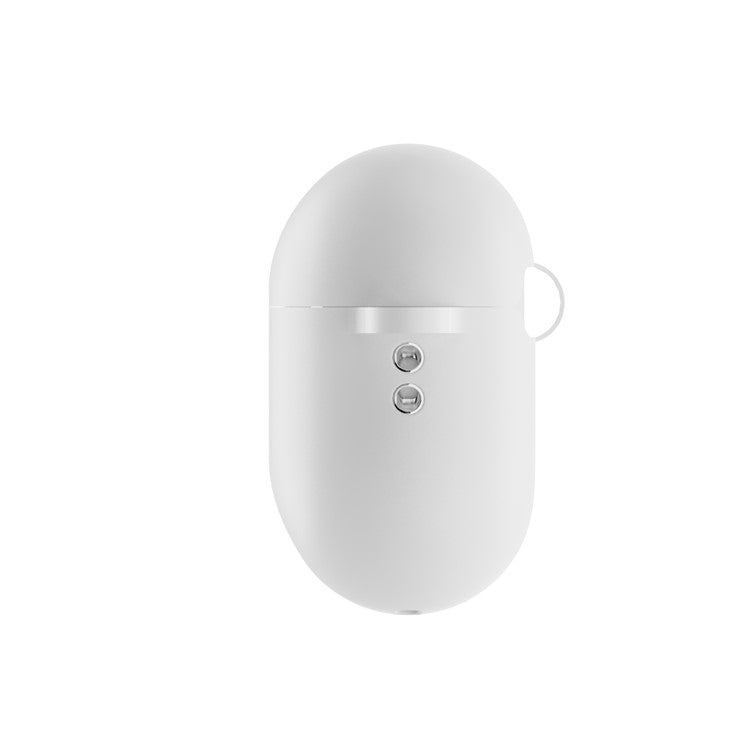 For AirPods Pro 2 Wireless Earphone Protective Cover Press Switch Anti-drop Silicone+PC Case with Hanging Buckle - White