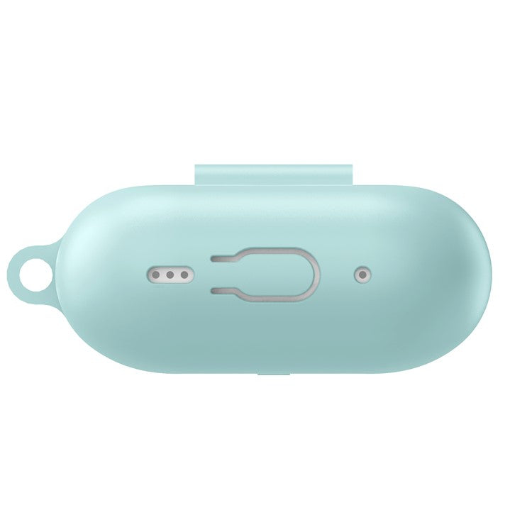 For AirPods Pro 2 Wireless Earphone Protective Cover Press Switch Anti-drop Silicone+PC Case with Hanging Buckle - Mint Green