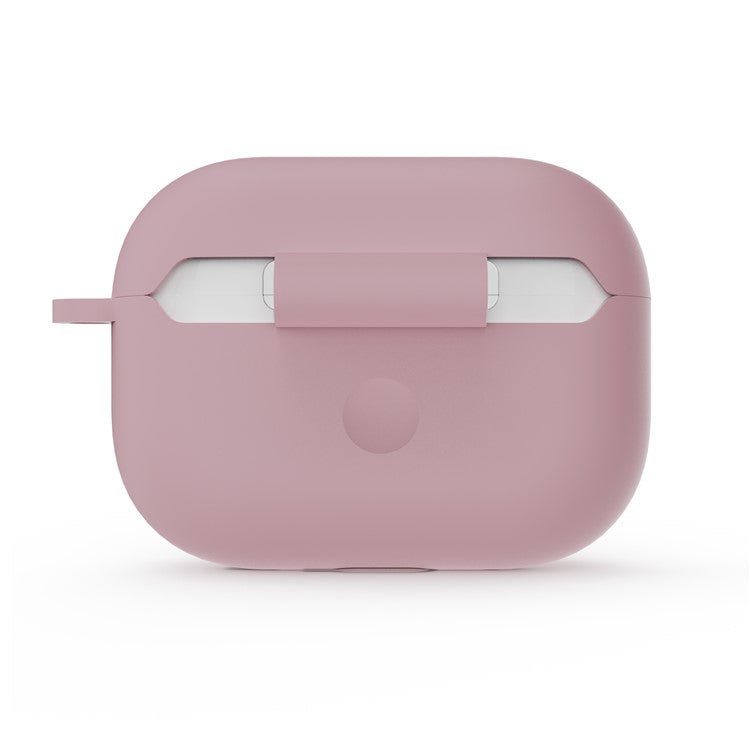 For AirPods Pro 2 Wireless Earphone Protective Cover Press Switch Anti-drop Silicone+PC Case with Hanging Buckle - Pink