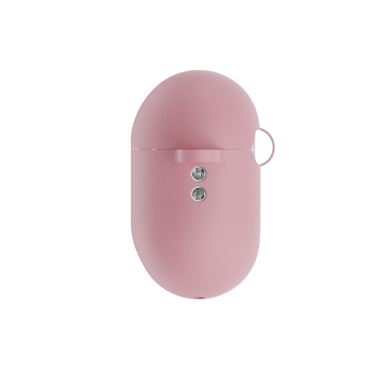 For AirPods Pro 2 Wireless Earphone Protective Cover Press Switch Anti-drop Silicone+PC Case with Hanging Buckle - Pink