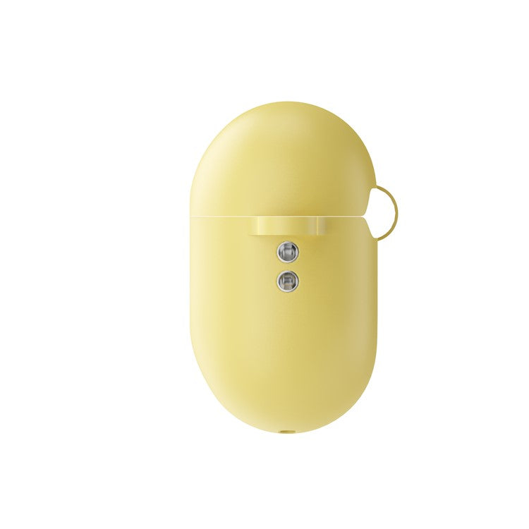 For AirPods Pro 2 Wireless Earphone Protective Cover Press Switch Anti-drop Silicone+PC Case with Hanging Buckle - Yellow